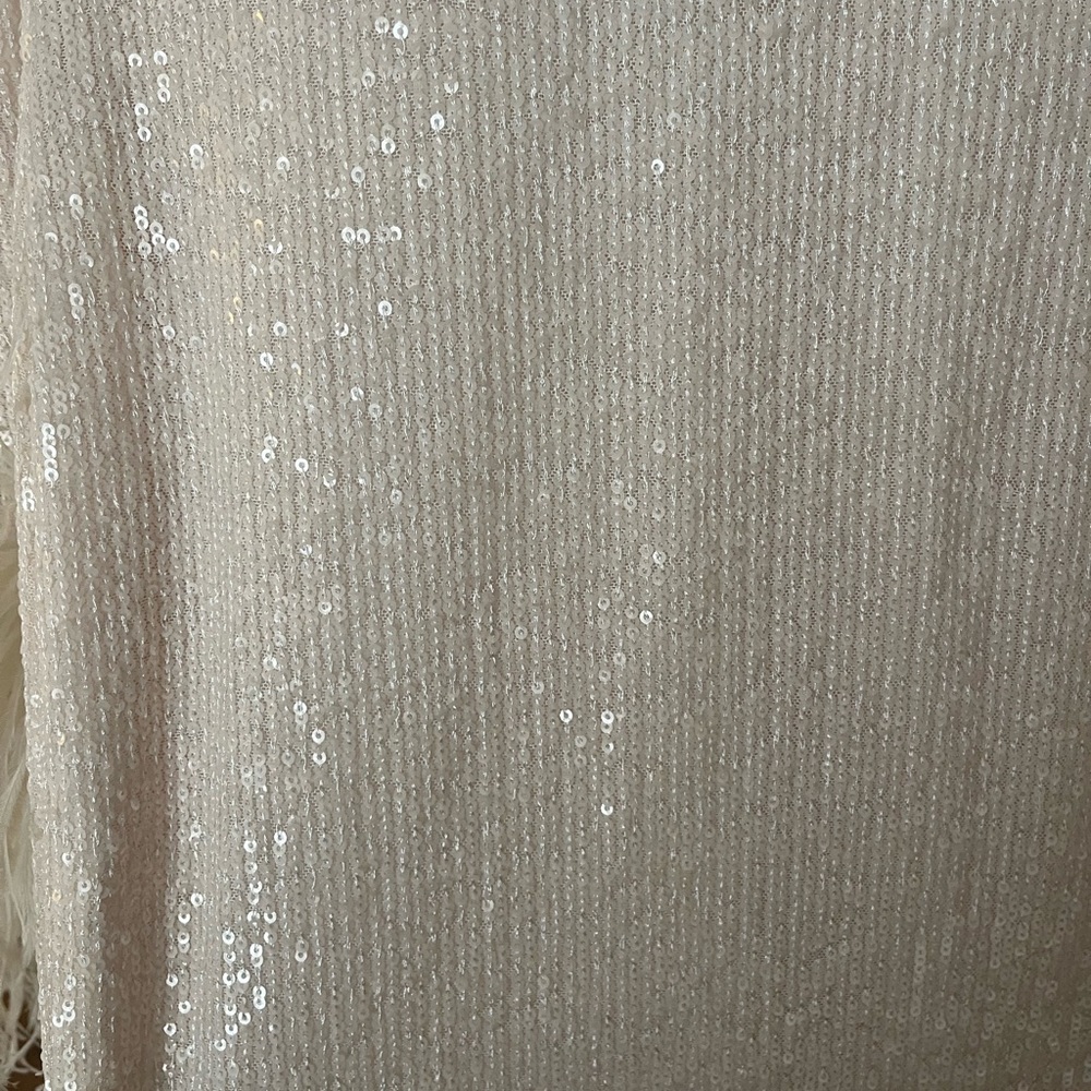 SELF-PORTRAIT CREAM SEQUIN FEATHER MIDI DRESS (US 2) - FOR BRIDES - Picture 5 of 10